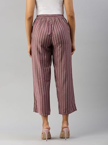 De Moza Women Palazzo Woven Bottom All Over Print Cotton Flex Wine