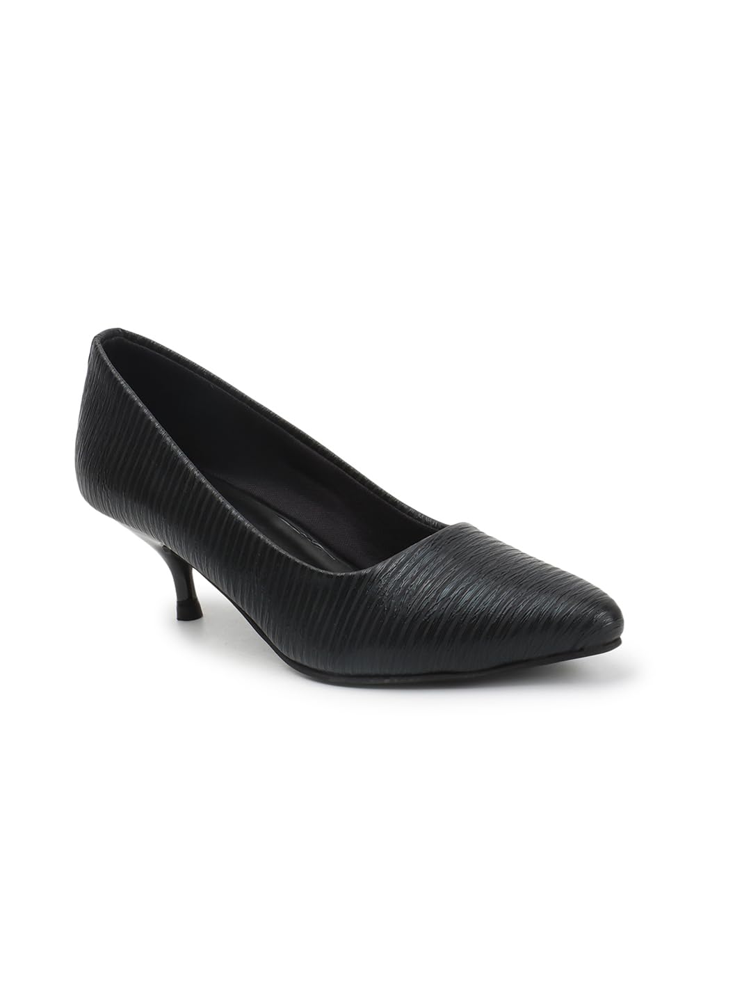 Carlton London Women Black Stylish Slip-on Pump Shoes with Stiletto Heels, Pointed Toe (39)