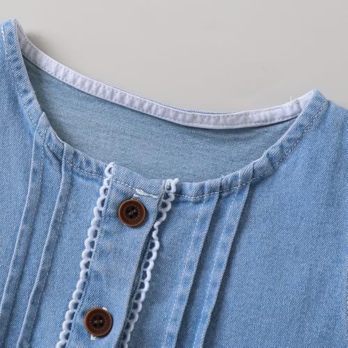 Hopscotch Girls Full Sleeves Blue 3-Pc Lace Embellished Jeans Set For Age (3-4 Years)
