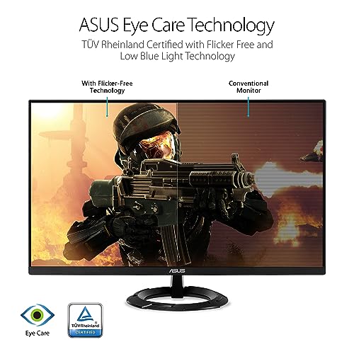 ASUS 27" 1080P Gaming Monitor (VZ279QG1R) - Full HD, IPS, 75Hz, 1ms, Extreme Low Motion Blur, FreeSync, Eye Care, DisplayPort, HDMI, Tilt Adjustable, Ultra-Slim, Black