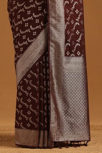 Soch Womens Maroon Viscose Silk Zari Woven Saree