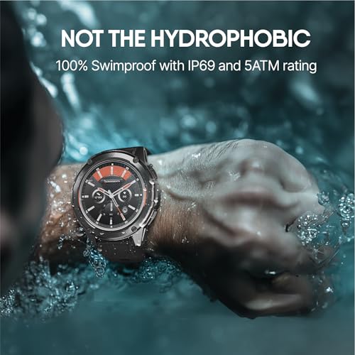 CrossBeats Armour Pro AI Premium Smart Watch for Man, Latest 1.43” AMOLED Always on Display,5 ATM Waterproof,Compass,30-Day Battery, GPS,BT Calling Smartwatch,150+ Sports Modes,BP,HR,SPO2,Android,iOS