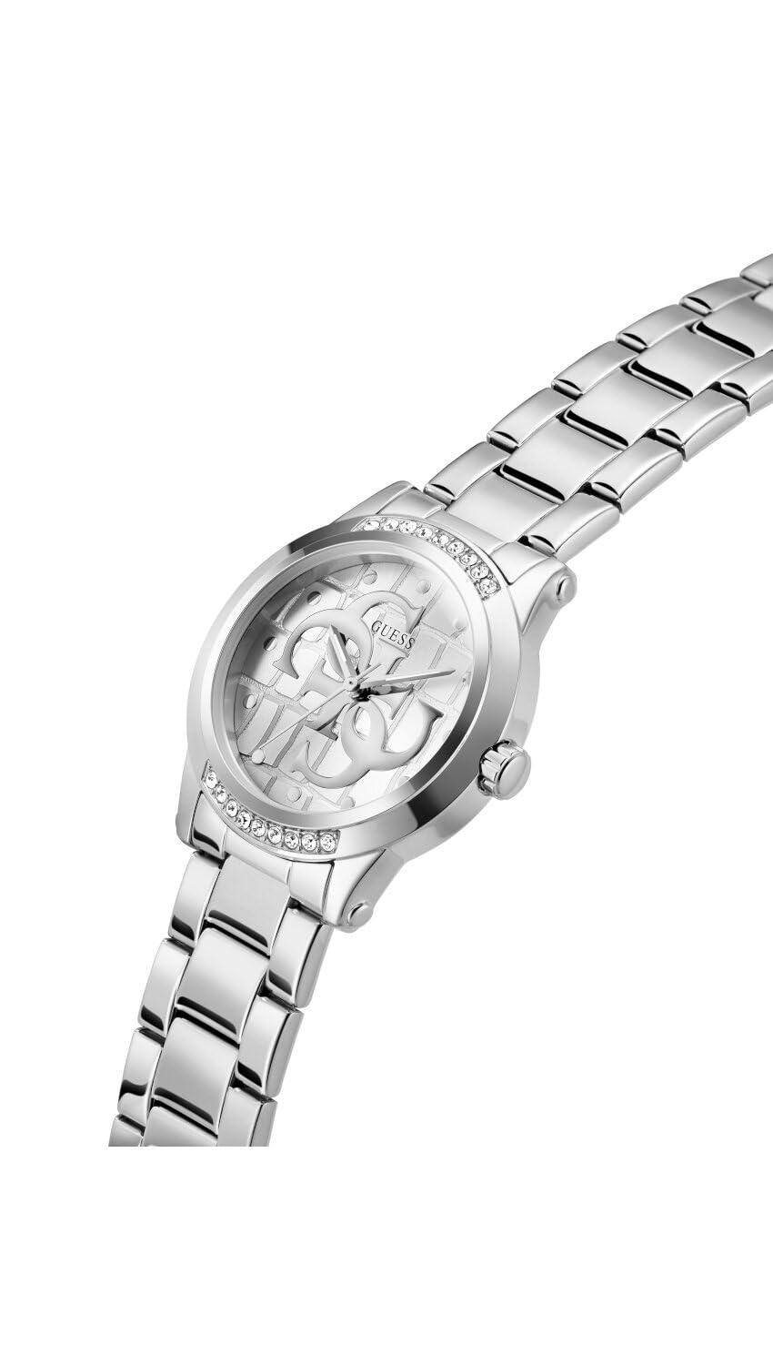 GUESS Gt Annette Analog Watch for Women with Silver Round Dial & Silver Stainless Steel Bracelet Band Water Resistant Women's Wrist Watches - GW0861L1