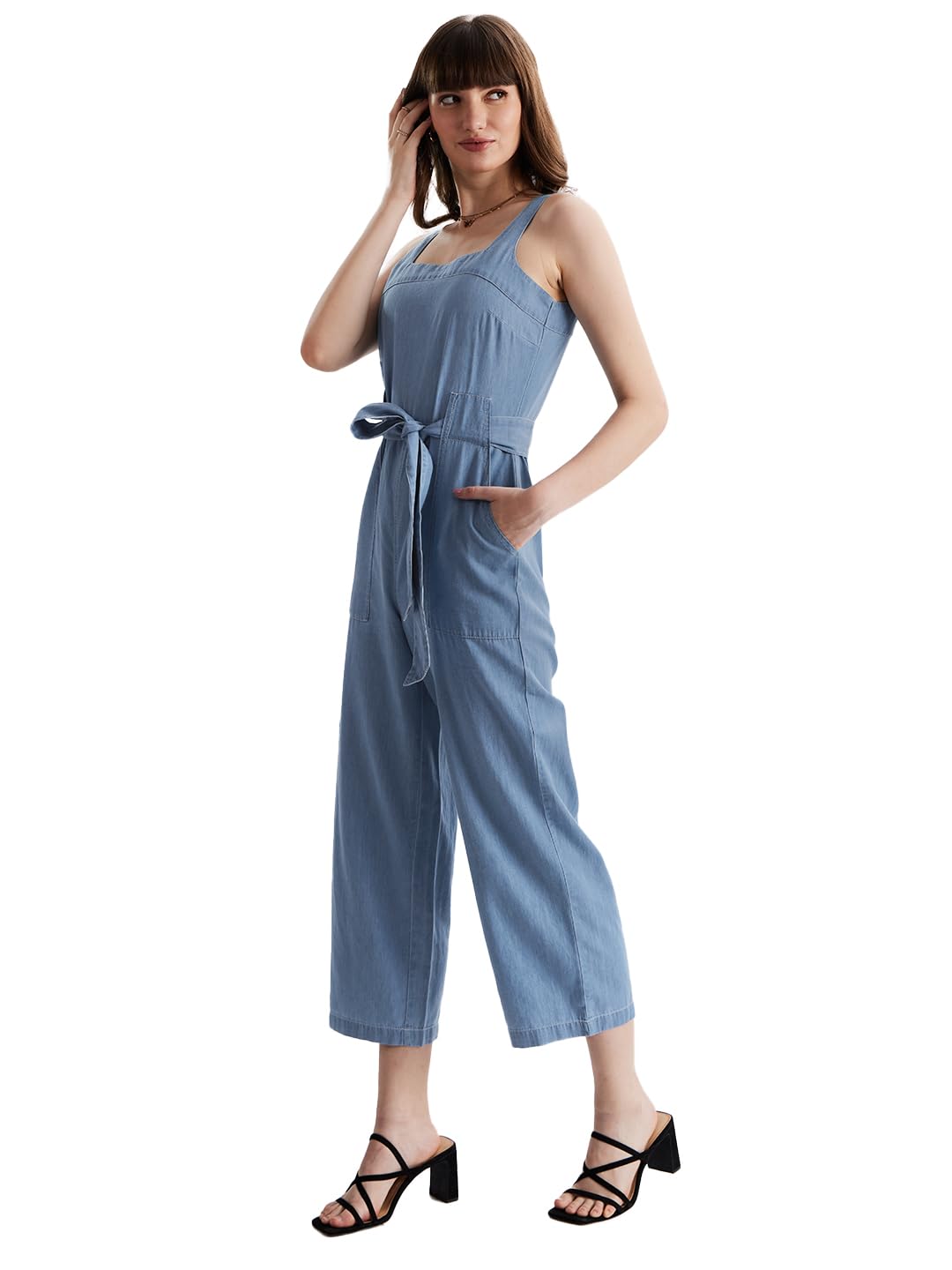 The Souled Store Women Denim Jumpsuit: Ice Blue Jumpsuits