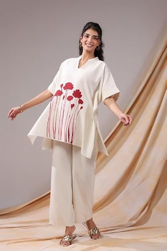 JISORA Women's Printed Cotton Flex Co-ord Set 1KFP3445-S Off-white S
