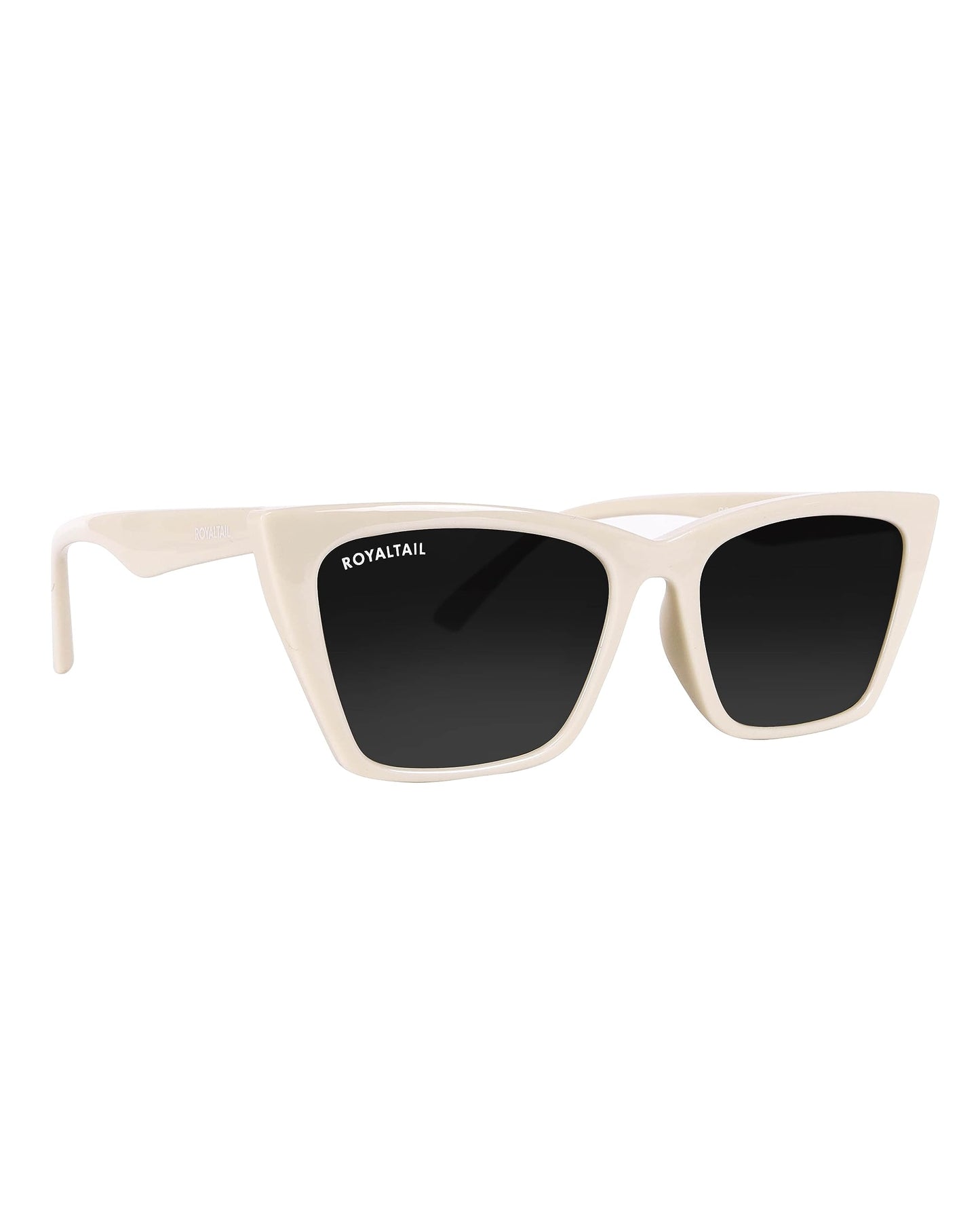 Royaltail Cat Eye Shape Sunglasses Cream Frame & Black Square Glass Unisex 100% UV Protected | For Men & Women | For Protection, Safety, Party, Styling