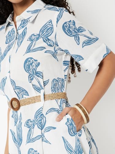 Max Women's Cotton A-Line Below The Knee Dress (NP59002_Off White