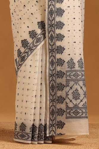 Soch Womens Cream Kota Floral Emrboidered Saree