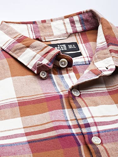 THE BEAR HOUSE Men's Cotton Slim Button-Down Flannel Shirt |Multicolored |3XL |TBH-WACKER-MC-3XL |