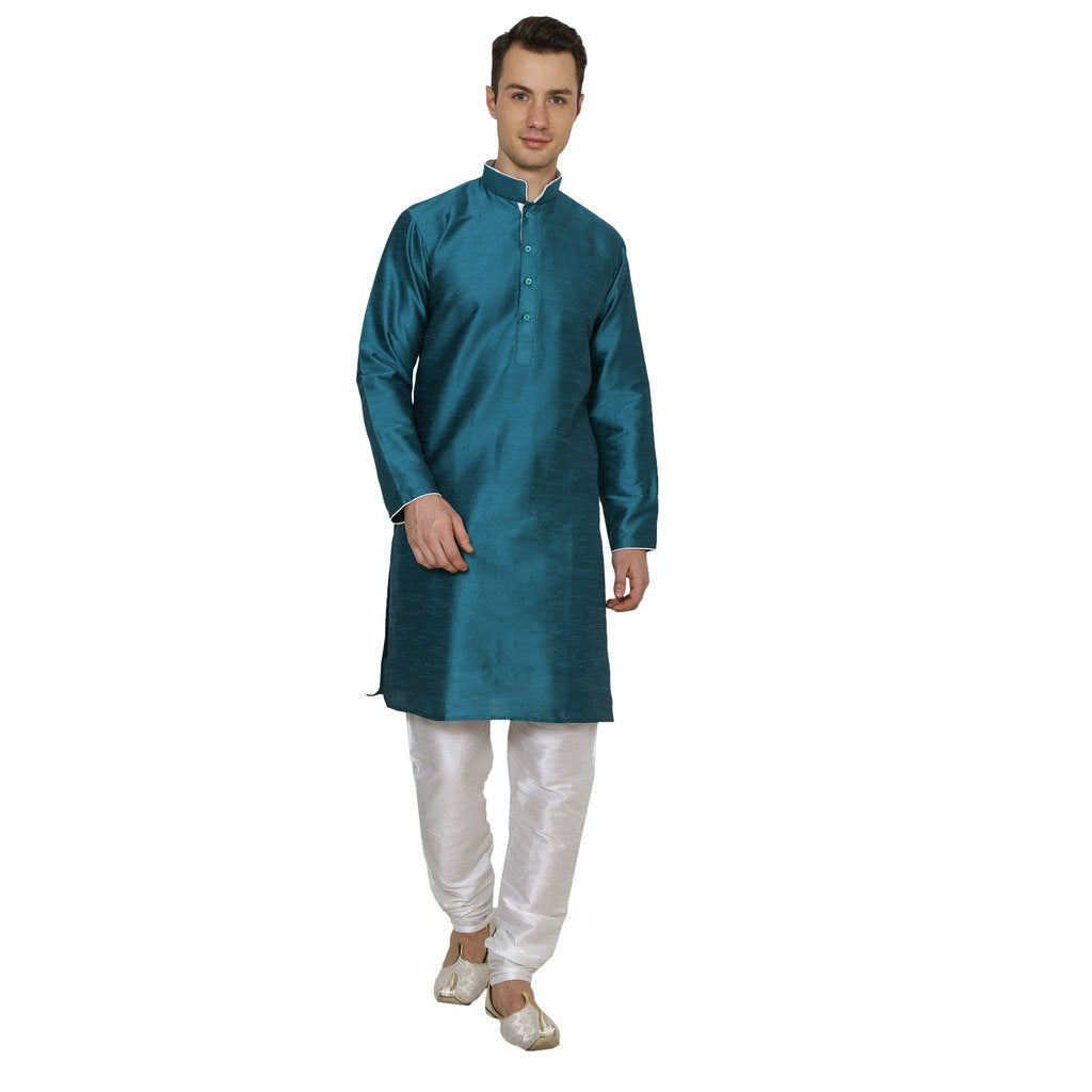 Royal Kurta Silk Blend Kurta Pyjama Green