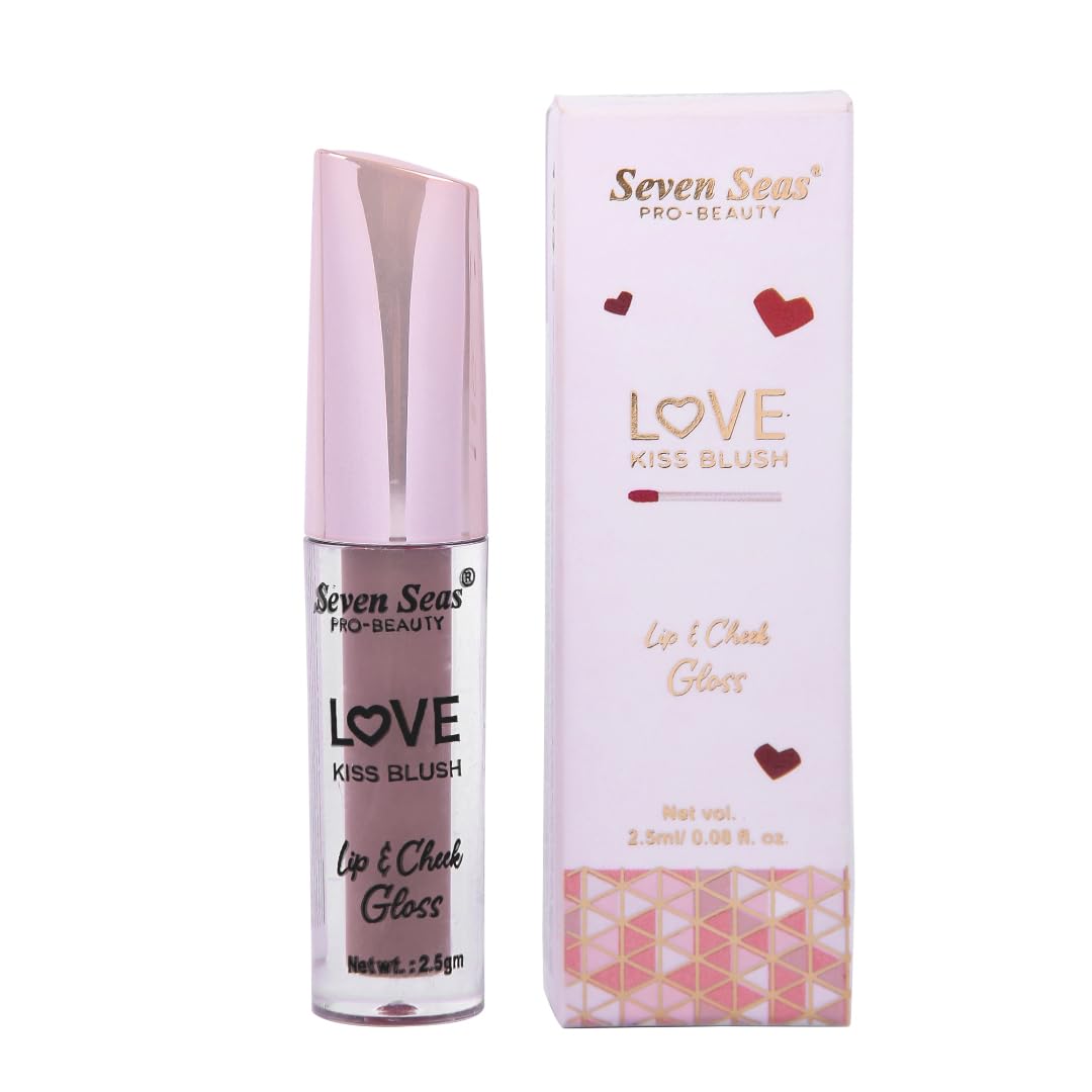 Seven Seas Rehab Plump & Tint Lip Love Kiss Blush | Highly Pigmented | Moisturizing lip gloss and lip cheek tint Glossy Finish (Nudy Mauve)