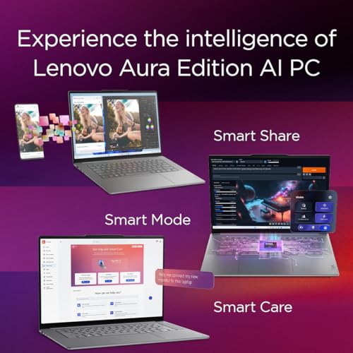 Lenovo Smartchoice Yoga Slim 7 Aura Edition, Intel Core Ultra 7 258V, 47 Tops, Copilot+ AI PC, 32GB RAM, 1TB SSD, 15"(38.86cm), Windows 11, MS Office Home 2024, Grey, 1.53Kg, 83HM004NIN, AI Laptop