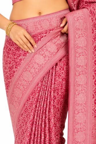 Rajasthani Look Khaddi Georgette Bandhani Saree Pink