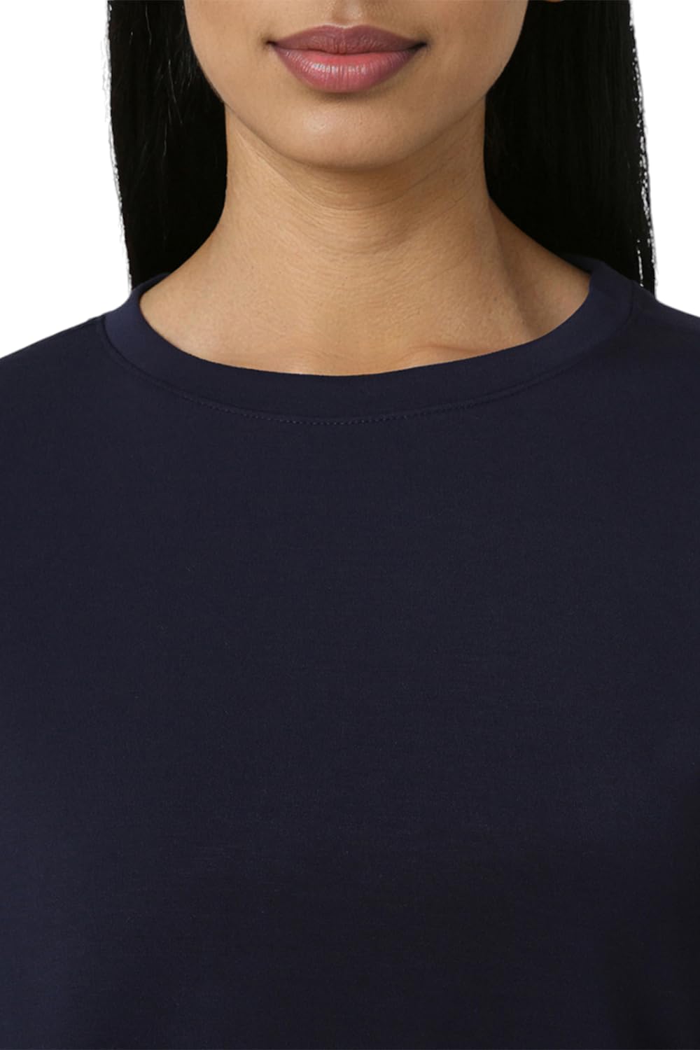 Van Heusen Women Navy Solid Round Neck Sweatshirt