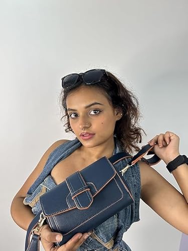 Ceres Cross Body Fit Sling Bag Women Use Travel office Business Faux Leather - 22JY29 (Blue)