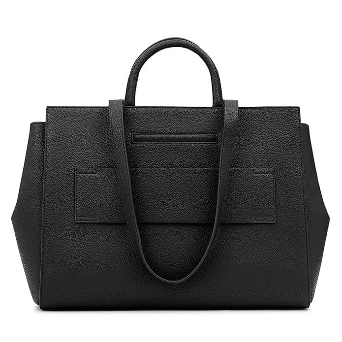 Miraggio Riana Structured Office Tote Bag For Women Fits Upto 14 Inche Laptop With Back Luggage Sleeve & Multiple Pockets | Office Shoulder Handbag For Women- Black (Black)