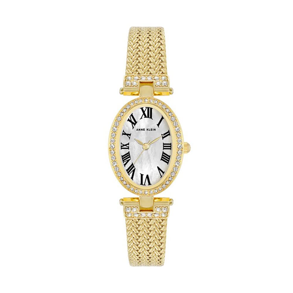 Anne Klein Quartz Analog White Dial Metal Strap Watch for Women-NEAK4022MPGB