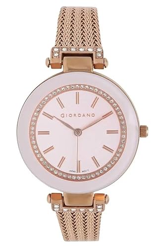 Giordano Analog Wrist Watch for Women Stylish Metal Strap with Water Resistant 3 Hand Mechanism for Girls & Ladies to Compliment Your Look/Ideal Gift for Female - GZ-60033