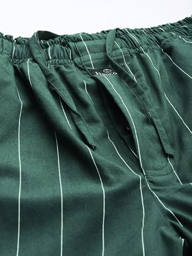 Hancock Men Cotton Striped Pyjama Set Bottle Green Size L