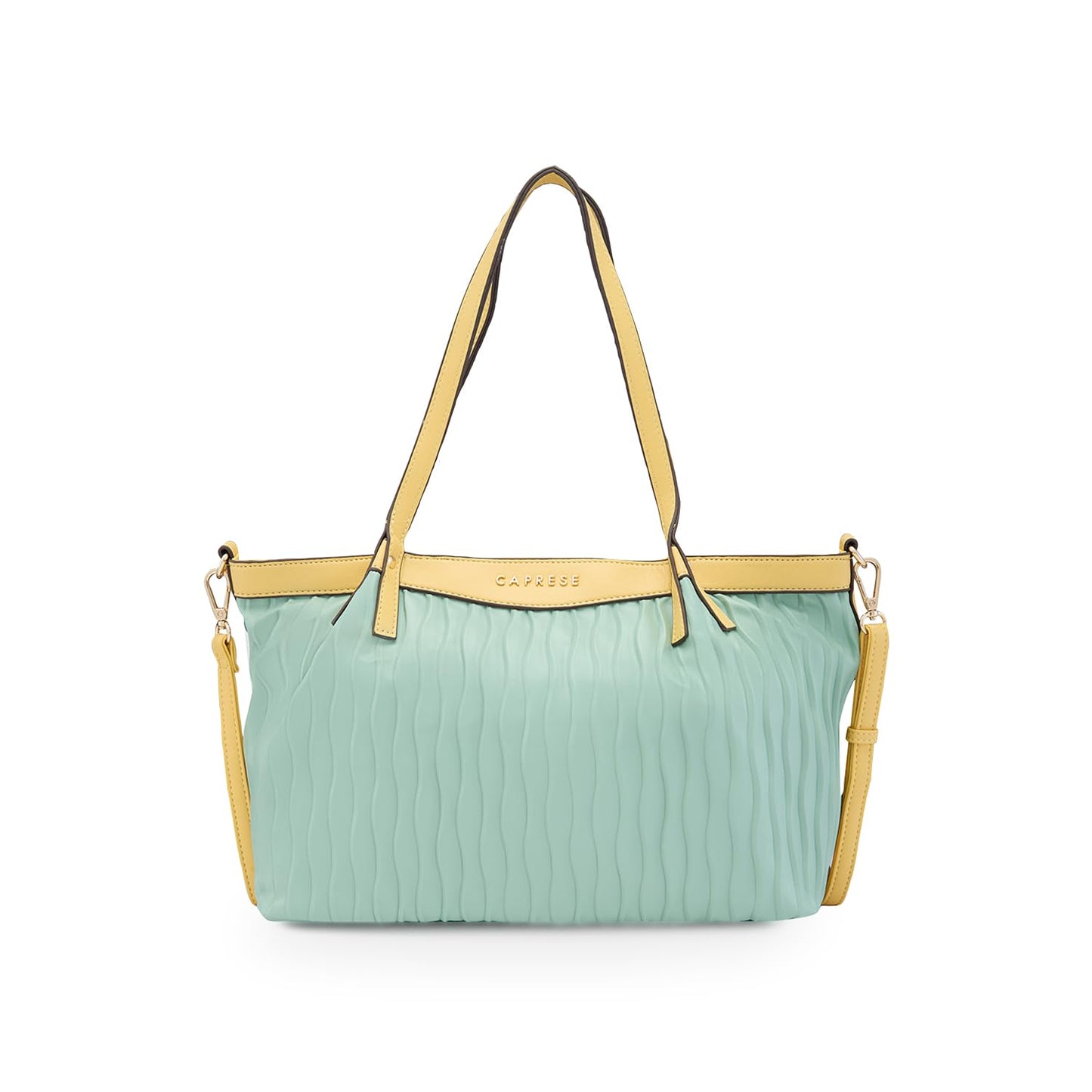 Caprese Shyla Satchel, Mint-Large | Sleek Solid Designed Shoulder Bag for Women with Adjustable Sling Strap | Spacious Compartments | Perfect for Casual/Party & Daily Use