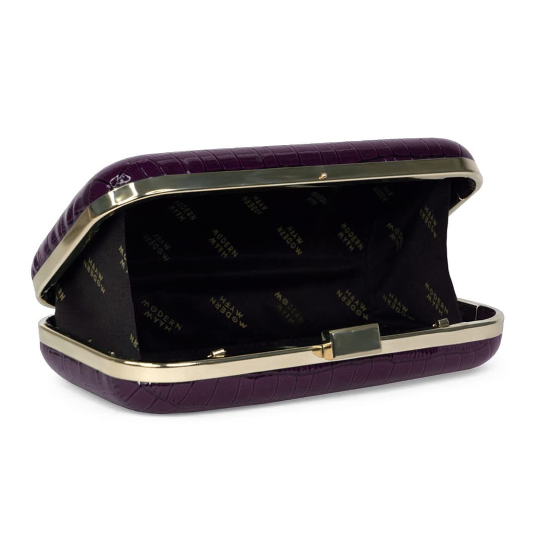 Modern Myth Fearless Purple Faux Croco Skin Party Clutch for Women