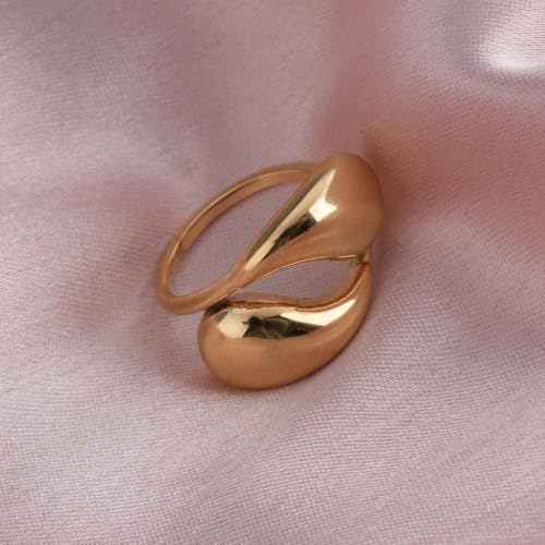PALMONAS Gold Plated Adjustable Finger Ring for Women - Gift for Girls & Women | Waterproof & Anti Tarnish Rings, 18k Gold Plated Rings