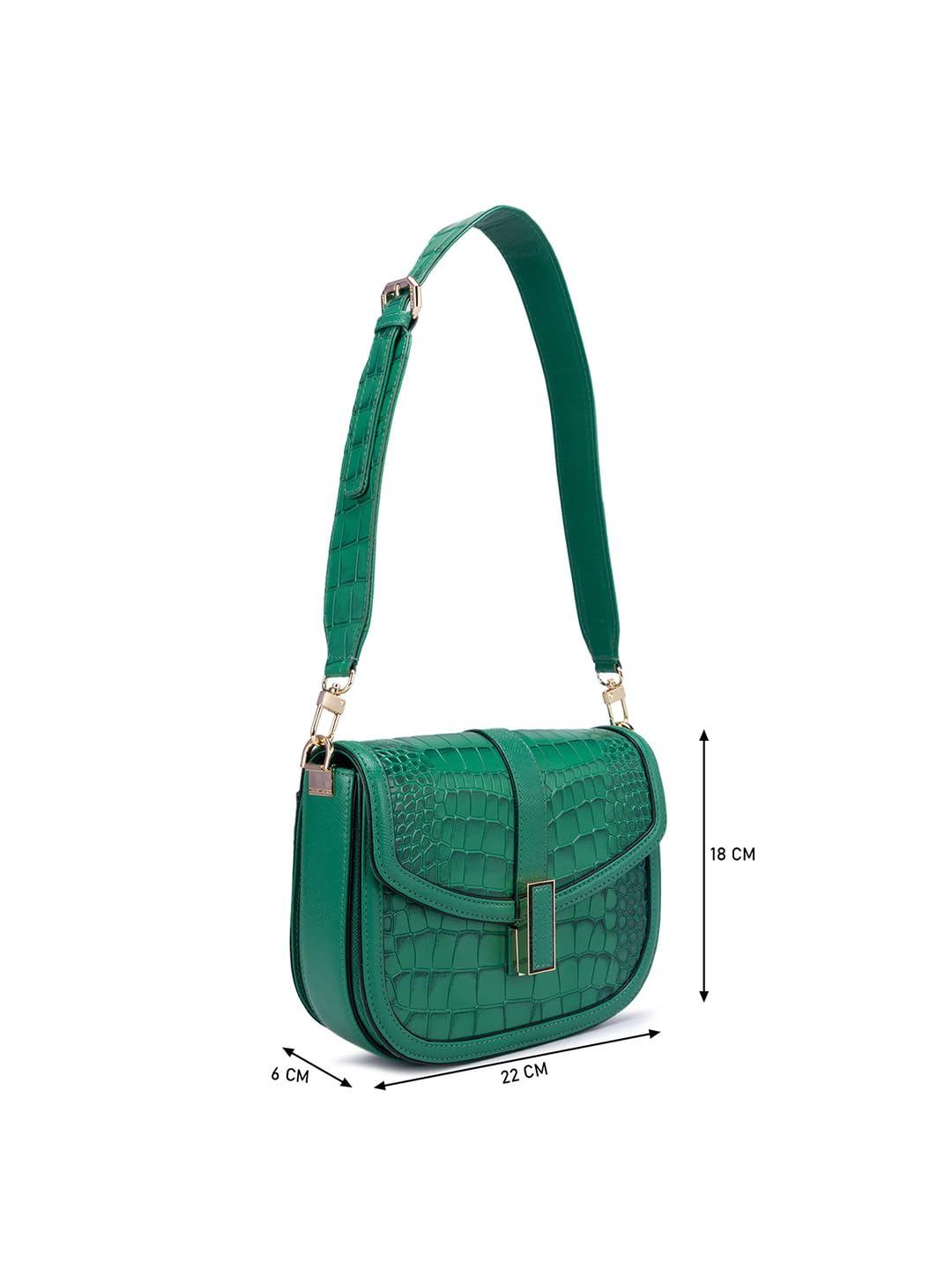 Da Milano Genuine Leather Green Sling Bag (10050) (Small)