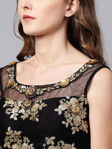 Zeel Clothing Women's Net Semi stitched Lehenga Choli (5010-Wedding-Bridal-Net-Lehenga-2021_Black_Free Size)