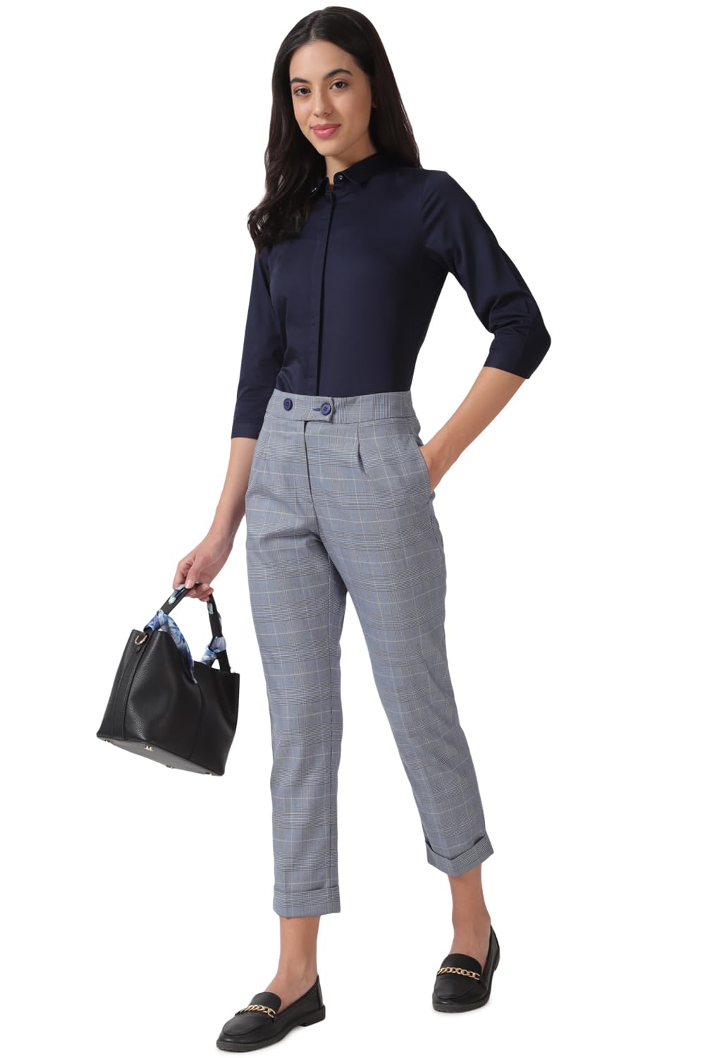 Van Heusen Women's Regular Fit Solid 3/4 Sleeve Cotton Rich Formal Shirt