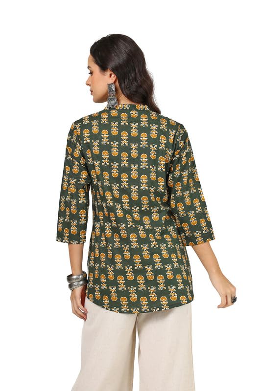 Soch Womens Green Cotton Ajrakh Print Tunic