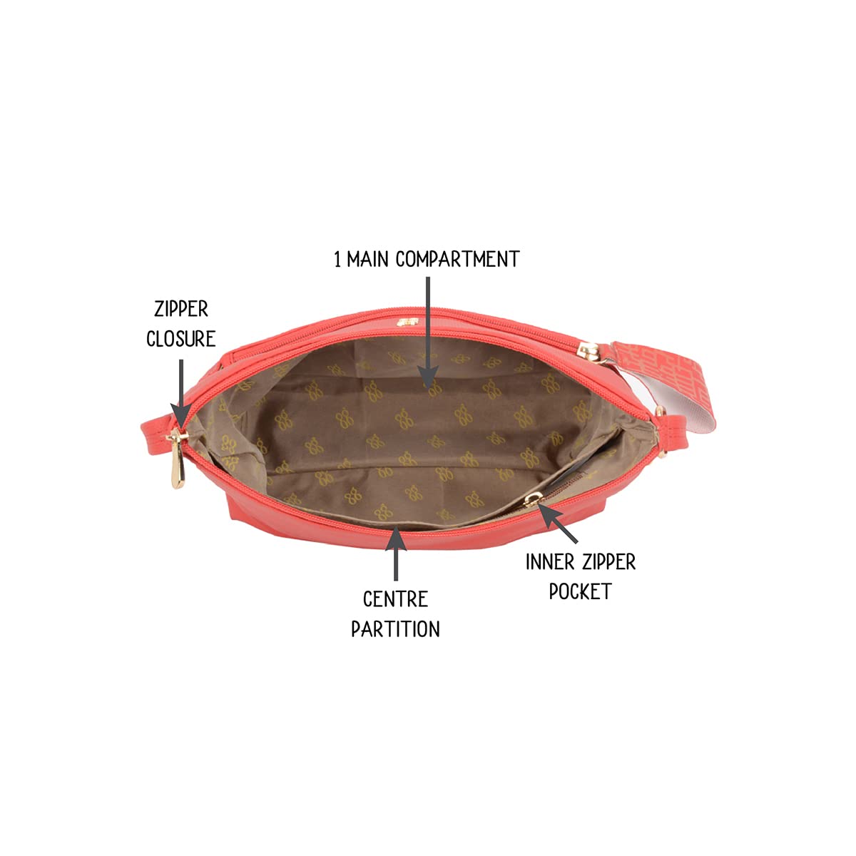 Baggit Women Red Hobo Sling Bag Small Size | Ladies Stylish Casual Cross Body Purse Handbag