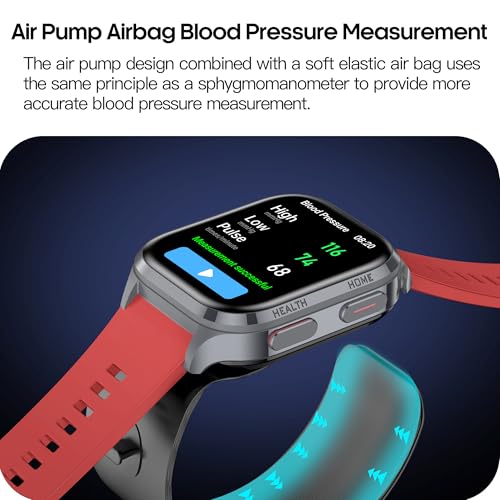 Yowow BIT Blood Pressure Smart Watch, 2.01" Enlager HD Screen,One -Click SOS, Heart Rate/Blood Oxygen/Sleep Monitor, Multiple Movement Activity Tracker,Bluetooth Calls,Family Data Sharing (Red)