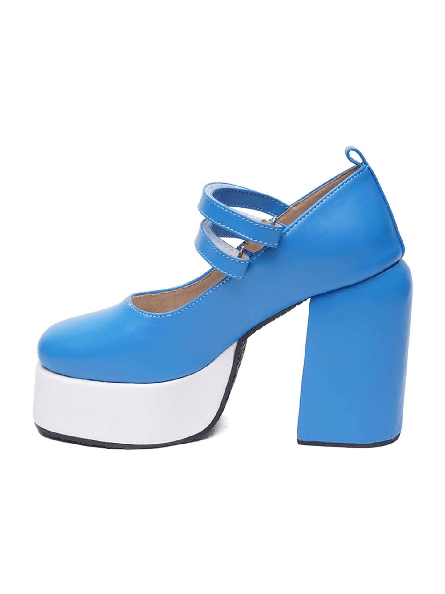 THE QUIRKY NAARI Azure Mary Jane Platforms with Touch of Retro Glam | Blue | 8 UK