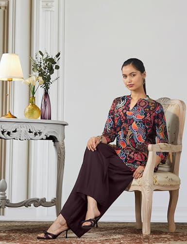 Soch Womens Black Crepe Ethnic Motifs Tunic