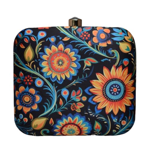 Artklim Blue Floral Printed Clutch