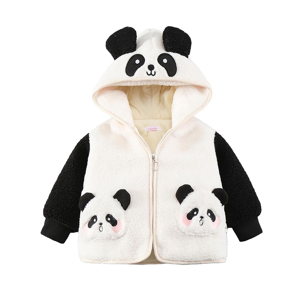 Hopscotch Boys Full Sleeves White 3D Panda Applique Hooded Jacket For Ages (12-18 Months)