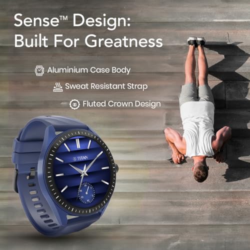 Titan Crest 2.0 Smart Watch for Man & Women, 1.43" AMOLED Display, Mesh Metal Strap, BT Calling, Tailored Activity Tracker, 100+ Sports Modes, Fast Charging, Smart Watch for Men Latest & Women (Black)