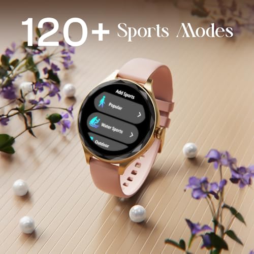 Fire-Boltt Phoenix Aura Women Smart Watch with 1.26” Diamond-Cut HD Display, Rotating Crown, Wireless Charging, Bluetooth Calling, Voice Assistant, 120+ Sports Modes - Rose Quartz