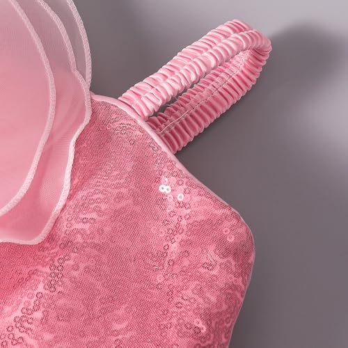 Hopscotch Girls Pink Sleeveless Rosette Sequin Tulle Dress for Ages (18-24 Months)