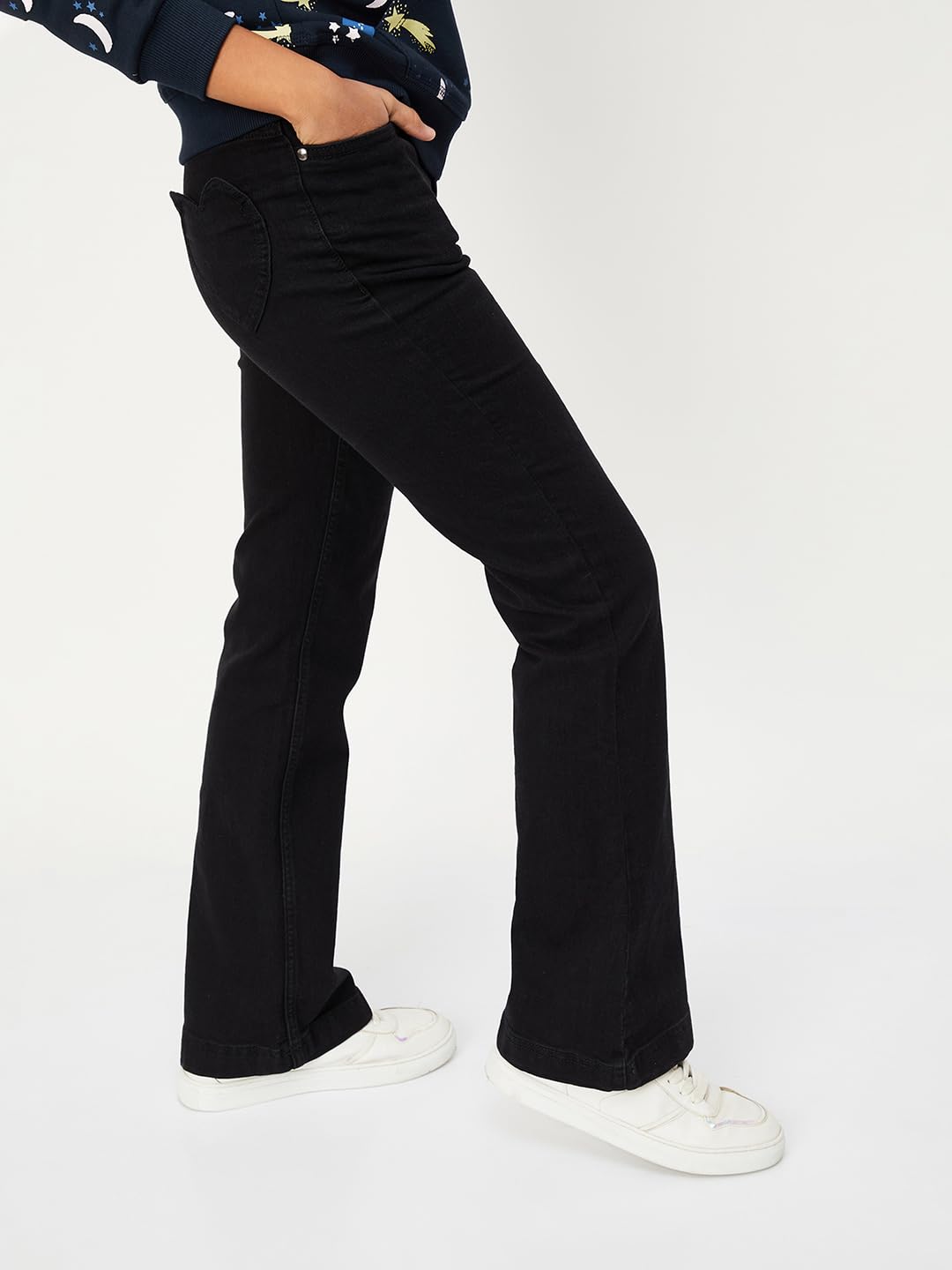 Max Girls Solid Flared Jeans (S24EFD10BLACK)_9-10Y