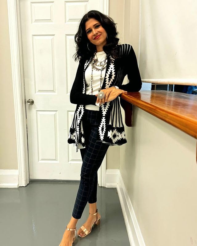 ICW Women's Knitted Stretchable Cardigan Front-Open Full Sleeve Winter Long Shrug Jacket (ONE Size FIT to 32-38 INCH Bust) (Blue 5)