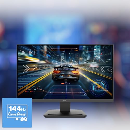 MSI PRO MP243L E14 24" IPS Gaming Desktop Monitor 1920 x 1080 (FHD), 144Hz, Adaptive Sync, HDR Ready, HDMI, VGA Port, VESA Mount, Tilt, 4-Side Slim Bezel, 1ms