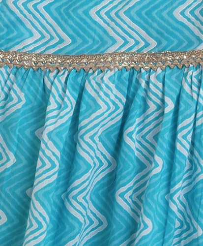 The Magic Wand Cambric Cotton All-over Printed Kurta Sharara Set with Dupatta for Kids Girls, Sleeveless Ethnic Traditional Stylish Kids Kurta for Festivals & Special Occasions, Blue, 9-10 Year