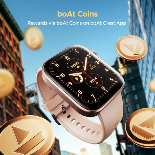 boAt Storm Call 3 w/Turn-by-Turn Navigation, 1.83” HD Display, Bluetooth Calling, Crest+ OS, QR Tray, Watch Face Studio, Coins, Emergency SOS Smart Watch for Men & Women(Cherry Blossom)