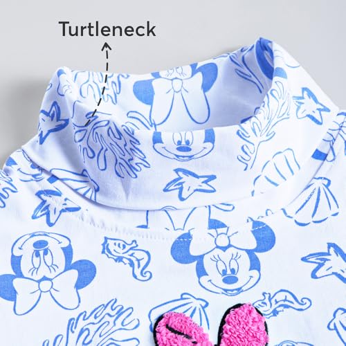 Hopscotch Girls Full Sleeves White Minnie Mouse High Neck T-shirt For Ages (12-24 Months)