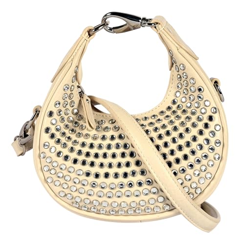 eske Dona Genuine Leather Half Moon Bag Half Moon Hobo Style (Vanilla)