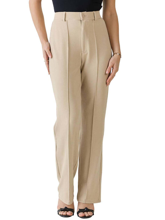 KOTTY Womens Solid Polyester Blend Best Beige Straight fit Trousers (Beige,32)