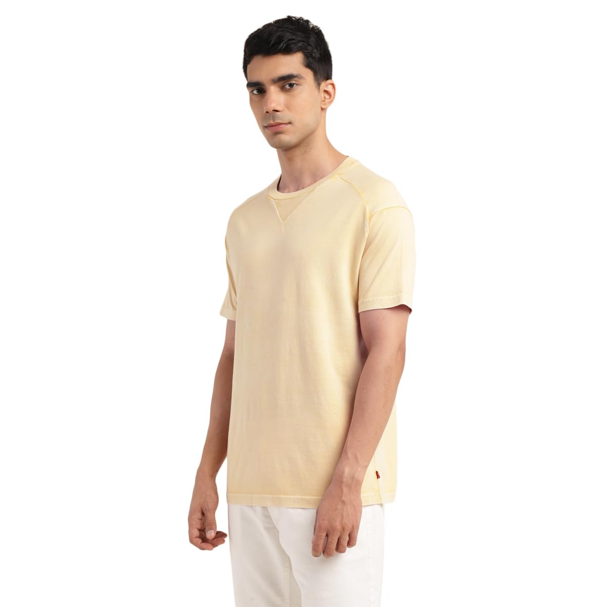 Men's Solid Crew Neck T-Shirt Yellow