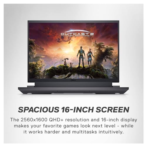 Dell G16 7630 Gaming Laptop, 16"" QHD Display, Intel Core i9-13900HX, 64 GB DDR5 RAM, 2 TB NVMe SSD, NVIDIA GeForce RTX 4070, Backlit Keyboard, Windows 11 Home, Metallic Nightshade, Dark Gray