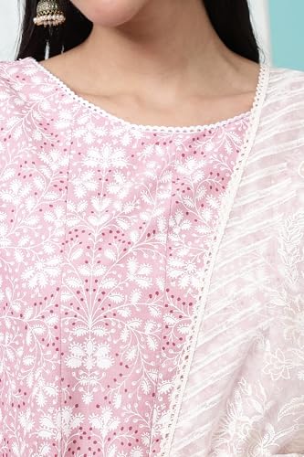 W for Woman White Floral Printed Organza Dupatta